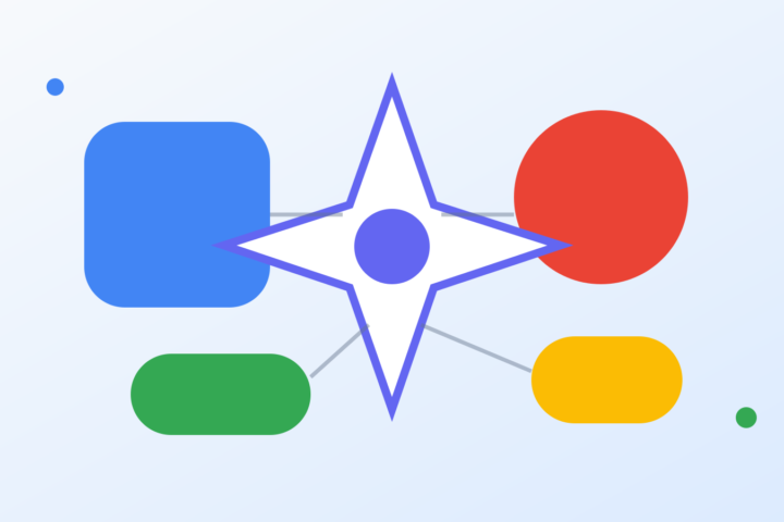 文章、音声、動画、端末に広がるGoogle AIの更新を多色のモジュールで表した図